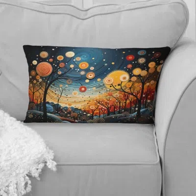 Design Art Orange Mid Century Natures Harmony I - Abstract Midcentury Printed Throw Pillow In Blue;orange