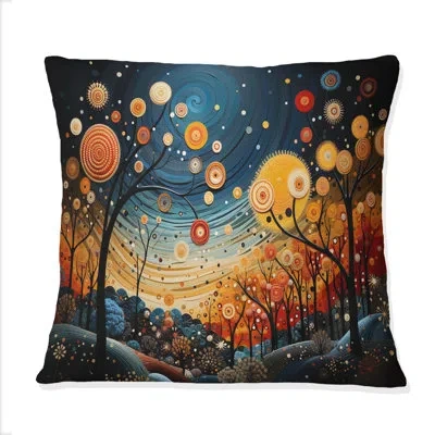 Design Art Orange Mid Century Natures Harmony I - Abstract Midcentury Printed Throw Pillow In Blue;orange