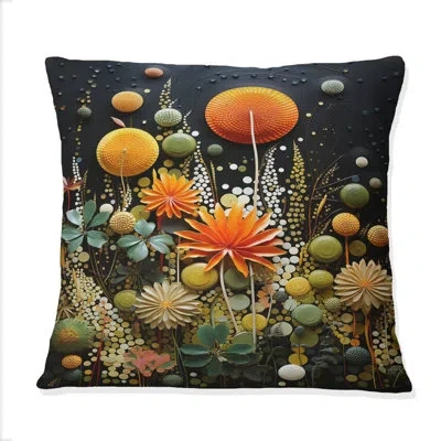 Design Art Orange Mid Century Natures Harmony Ii - Abstract Midcentury Printed Throw Pillow In Green;orange
