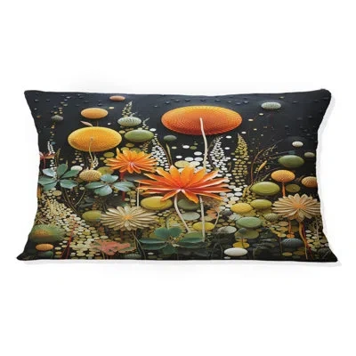 Design Art Orange Mid Century Natures Harmony Ii - Abstract Midcentury Printed Throw Pillow In Green;orange