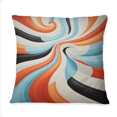 Design Art Orange Mid Century Optical Illusions I - Abstract Midcentury Printed Throw Pillow In Blue;orange