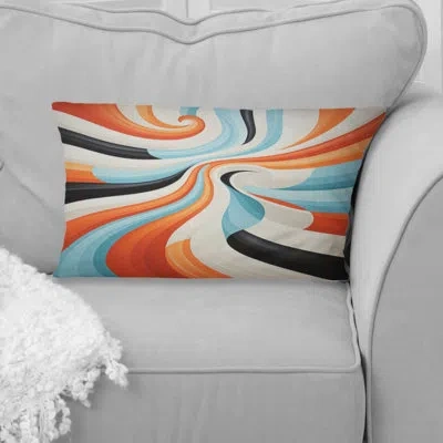 Design Art Orange Mid Century Optical Illusions I - Abstract Midcentury Printed Throw Pillow In Blue;orange