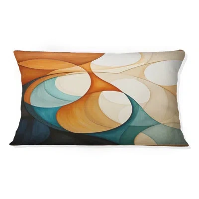 Design Art Orange Mid Century Organic Harmony I - Abstract Midcentury Printed Throw Pillow In Blue;orange