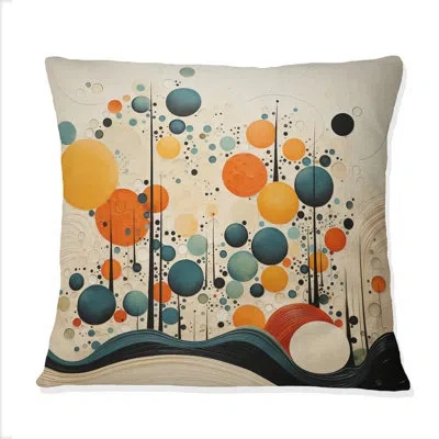 Design Art Orange Mid Century Organic Harmony Ii - Abstract Midcentury Printed Throw Pillow In Black;orange