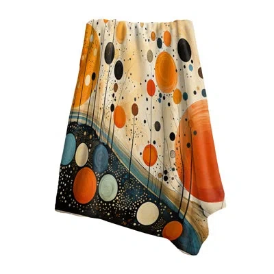 Design Art Orange Mid Century Organic Harmony Iii - Abstract Midcentury Soft Throw Blanket In Black;orange