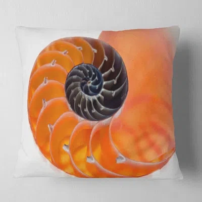 Design Art Orange Nautilus Shell - Abstract Printed Pillow In Throw Pillow