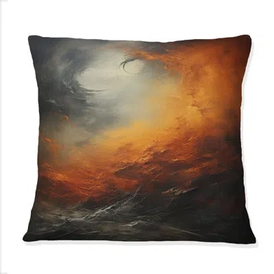 Design Art Orange Storm Force Of Nature I - Storms Printed Throw Pillow
