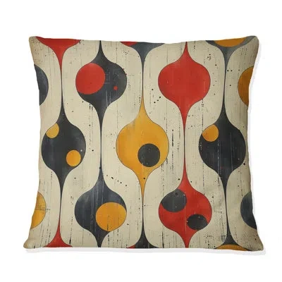 Design Art Orange Yellow Midcentury Charm Iii - Midcentury Throw Pillow In Yellow;orange