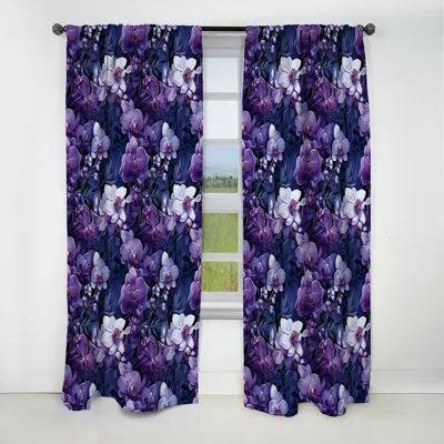 Design Art Orchid Twilight Tropical Pattern - Floral Curtain - Blackout Floral Curtain - 1 Panels In Purple