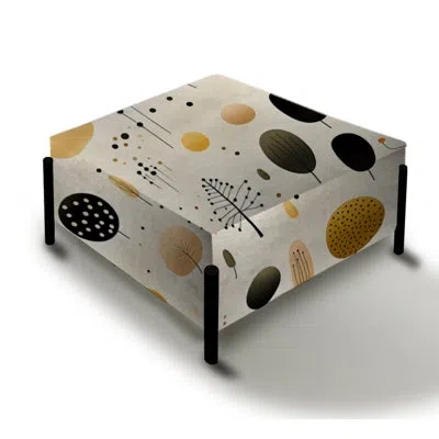 Design Art Organic Botanical - Geometric Large Square Ottoman In Beige;orange