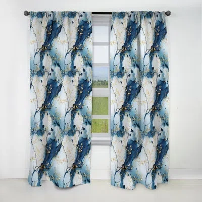Design Art Oriental Elegance Marble Pattern Ii - Abstract Marble Marble Blackout Curtain - 1 Panels In Blue;gold