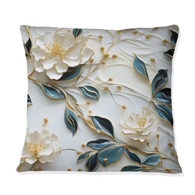 Design Art Oriental Elegance Marble Pattern - Marble Printed Throw Pillow In Blue;gold