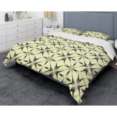 Design Art Oriental Ornament Mid-century Duvet Cover Set In Black