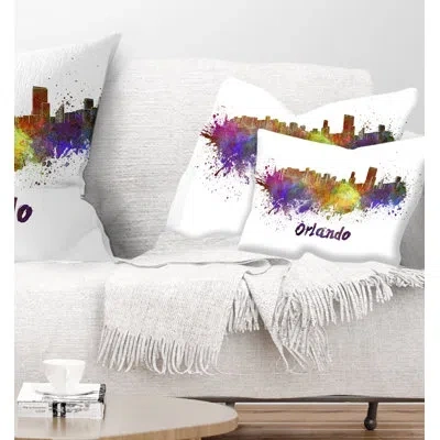 Design Art Orlando Skyline - Cityscape Printed Throw Pillow