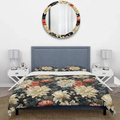 Design Art Ornate Damask Legacy Duvet Cover Set In Beige