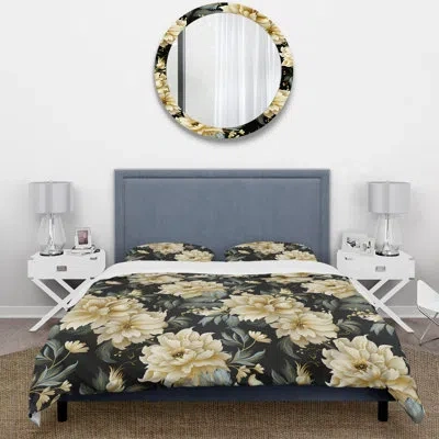 Design Art Ornate Damask Opulence Duvet Cover Set In Green