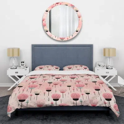 Design Art Orobosa Pastel Pink Glam Candle - Abstract Duvet Cover Set - Microfiber Polyester In Black;pink