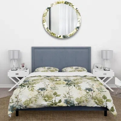 Design Art Oryon Green Botanical Dreams - Patchwork Duvet Cover Set - Microfiber Polyester