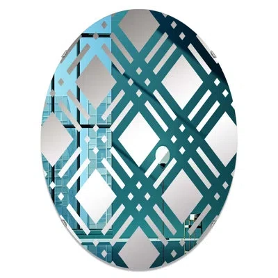 Design Art Oval Wall Mirror In Blue