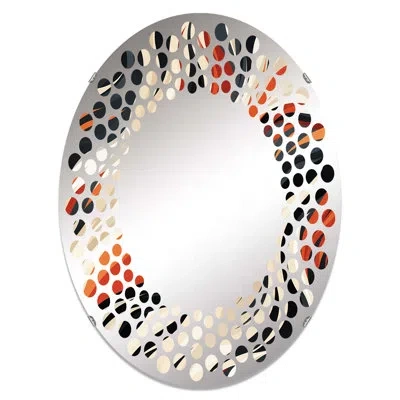 Design Art Oval Wall Mirror In Orange;beige