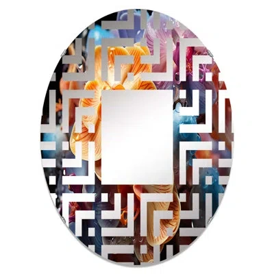 Design Art Oval Wall Mirror In Peach