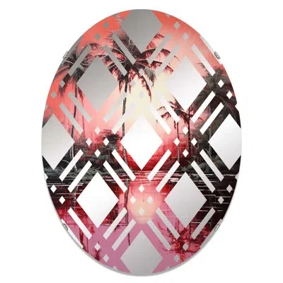Design Art Oval Wall Mirror In Yellow;pink