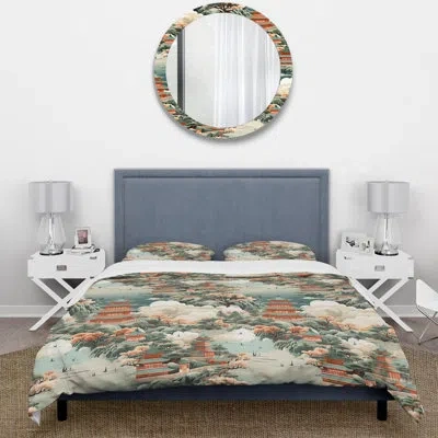 Design Art Pagoda Inspirations - Chinese Duvet Cover Set In Blue;beige