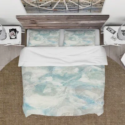 Design Art Pale Blue Shade Iii - Modern Farmhouse Duvet Cover Set - Microfiber Polyester In Ivory