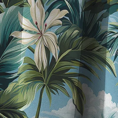 Design Art Palm Oasis Tropical Pattern I - Floral Curtain - Blackout Floral Curtain - 1 Panels In Green