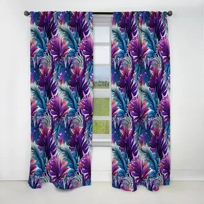 Design Art Palm Reverie Tropical Pattern - Floral Curtain - Blackout Floral Curtain - 1 Panels In Green;purple