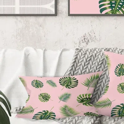 Design Art Palm Tropical Leaves Pattern. - Mid-century Modern Printed Throw Pillow