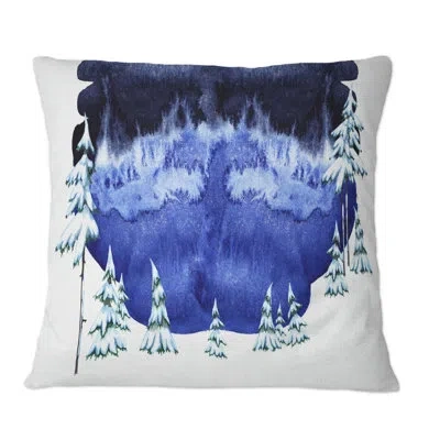 Design Art Panorama With Snow Covered Fir Trees On Blue Sky Throw Pillow