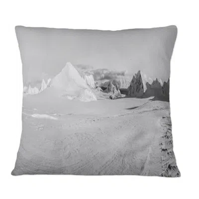 Design Art Panoramic Picture Of Arctic Landscape I - Nautical & Coastal Printed Throw Pillow In Black;white