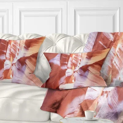Design Art Panoramic View Antelope Canyon - Landscape Printed Throw Pillow