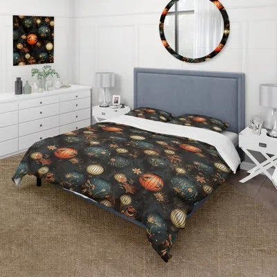 Design Art Paper Lantern Glow - Oriental Duvet Cover Set - Microfiber Polyester In Black;orange