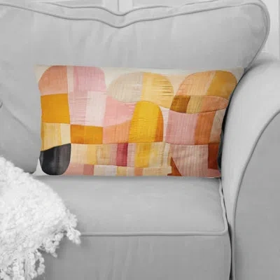 Design Art Paradise City Vintage Boho Chic Minimalism Ii - Abstract Geometric Printed Throw Pillow In Pink;gold