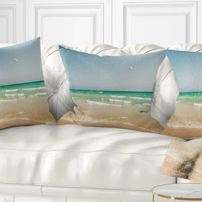 Design Art Parasailing In Summer In Africa - Sea & Shore Printed Pillow In White;pink