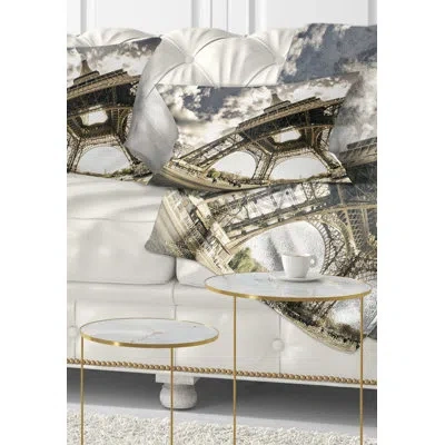 Design Art Paris Eiffel Tower In Sunny Winter Morning Lumbar Pillow