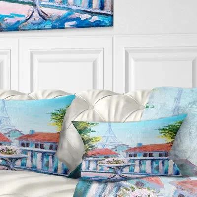 Design Art Paris Eiffel Tower - Landscape Printed Throw Pillow