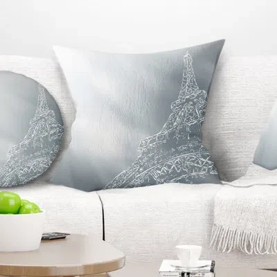 Design Art Paris Eiffel Towerart Background - Cityscape Printed Pillow In Silver