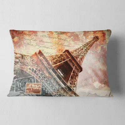 Design Art Paris Eiffel Towerparis - Cityscape Printed Throw Pillow