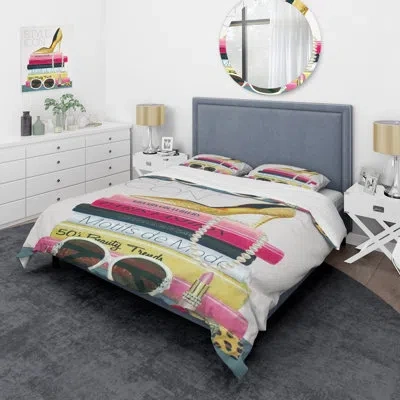 Design Art Paris Glamourous Gold Style Iii - Fashion Duvet Cover Set - Microfiber Polyester In Multicolor