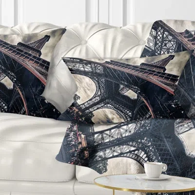 Design Art Paris Paris Eiffel Towerin Grungy Dramatic Style Cityscape Pillow In Blue;white