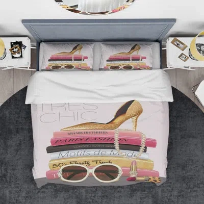 Design Art Paris Style Ii Gold And Black Tres Chic - Posh & Luxe Duvet Cover Set - Microfiber Polyester In Multicolor