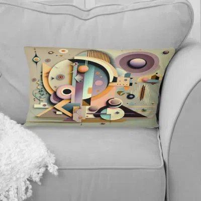 Design Art Pastel Art Deco Ii - Abstract Geometric Printed Throw Pillow In Pink;purple
