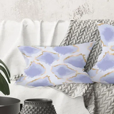 Design Art Pastel Blue And Gold Abstract Shapes Pattern - Mid-century Modernprinted Throw Pillow