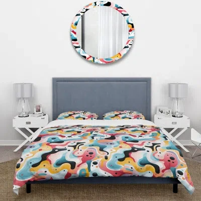 Design Art Pastel Mid Century Pattern Colors Duvet Cover Set In Multicolor