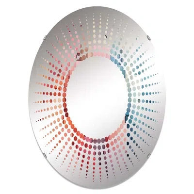 Design Art Pastel Minimalism Towers I - Starburst Decorative Mirror|oval In Blue;pink