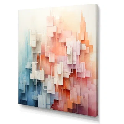Design Art Pastel Minimalism Towers - Minimalism Wall Art Living Room In Wrapped Canvas