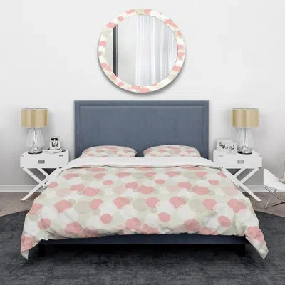 Design Art Pastel Pink And White Spring Florals - Mid-century Modern Duvet Cover Set - Microfiber Polyester In White;pink;coral